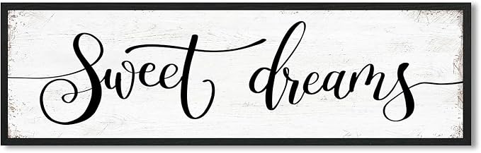 Sweet Dreams Wall Decor Above Bed: Wall Art Bedroom Sign - Guest Room Decor - Master Bedroom Farmhouse Decoration Rustic Black Frame Hanging 12 × 40 Large