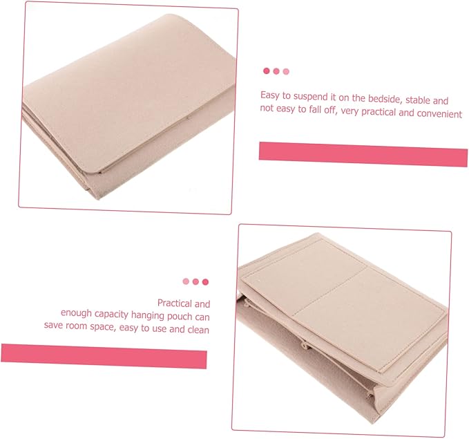Healifty Bed Storage Bag Hang Bag for Dormitory Felt Bedside Storage Pocket Multi-function Hanging Holder for Phone Books Chargers
