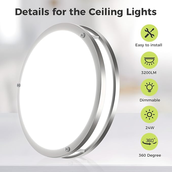 hepside 2 Pack Flush Mount Ceiling Light Fixture, Dimmable & 5CCT Ceiling Light Black, 13inch 24W 3000K 3500K 4000K 5000K 6500K Adjustable Ceiling Lamps for Kitchen Bathroom Bedroom Hallway