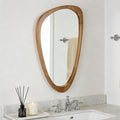 Irregular Wall Mirror Asymmetrical Bathroom Mirror, 19 x 30 Inch Wall Mounted Decorative Mirror with Wooden Frame for Living Room, Vanity, Bedroom, Entryway, Hallway