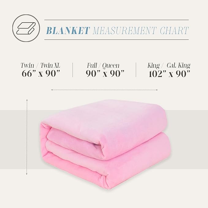 Elegant Comfort Luxury Velvety Feel Blanket, All-Season Lightweight Blanket, Ultra Plush, Soft, Cozy-Fuzzy Flannel Fleece for Couch, Sofa, Bed, Travel, Solid Design, Twin/Twin XL, Light Pink