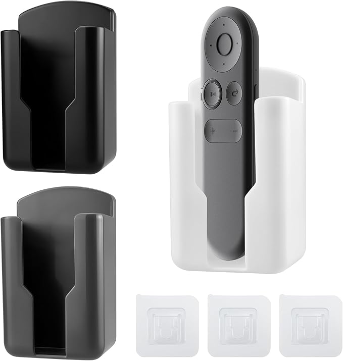 3 Pcs Wall Mount Remote Control Holders, Self Adhesive Media Player Air Conditioner Remote Storage Box Controller Holder for Home Nightstand, Office Desk (Multicolor)