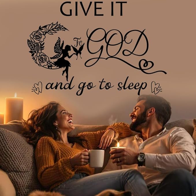 Vinyl Wall Art Decal - Give It to God and Go to Sleep IGN - Bedroom Wall Decor Above Bed Modern Inspirational Religious Quote Sticker for Home Office Bedroom Living Room Classroom Decor.