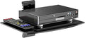 WALI Floating TV Shelf, 1 Tier Glass Projector Shelf for DVD Players, Routers, Game Consoles, Cable Boxes, Living Room Decor, Wall Mount Shelves Hold Up to 17.6lbs (CS201B), 1-Shelf, Black