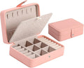Travel Jewelry Organizer Box with Compartments, Small Jewelry Case with Necklace Hooks Ring Slots and Removable Dividers for Storage and Organization