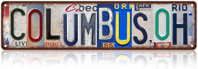 Vintage City Street Sign Columbus,OH Wall Decor Metal Tin Signs for Bar Home Bedroom Garage