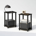 Furinno Simplistic Night Stand Set of 2, 2-Tier Small Nightstand with Open Shelf, Toolless Bedside Table, End Table, Side Table, for Bedroom, Living Room, Espresso