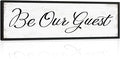 HLJ ART Be Our Guest Wall Decor: Farmhouse Bedroom Art Above Bed, 12" x 40" Framed Large Guest Room Signs, Rustic Country Decorative Plaques for Home Living Room Kitchen