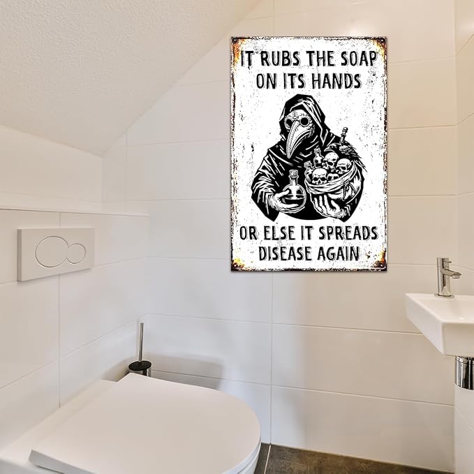 Funny Gothic Tin Home Decor Wall Decor Guest Wall Decor Art Metal Tin Sign In The Bathroom Bedroom 8 X 12 Inch