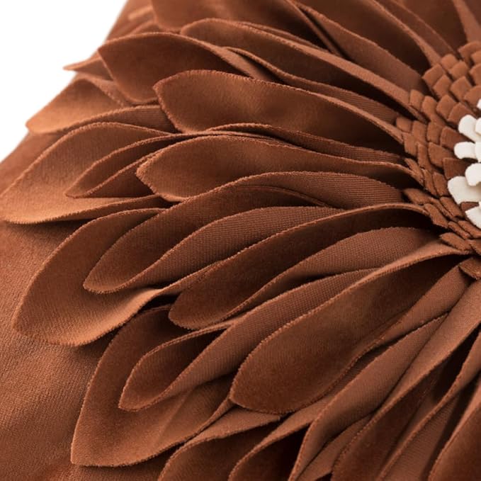 OiseauVoler 3D Sunflower Throw Pillow Cover Decorative Handmade Pillowcases for Couch Farmhouse Living Room Decoration 18x18 Inch Burnt Orange