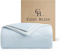 Cozy Bliss Cooling Comforter Twin Size, Reversible Lightweight Cooling Blankets for Hot Sleepers and Night Sweats, Q-Max>0.45 Soft Breathable Silky Smooth Summer Comforter, Cool Blue, 68"x90"