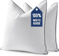 MIULEE Goose Feather Down 28x28 Euro Pillow Insert Set of 2 with 100% Down-Proof Cotton Cover, Soft Fluffy Decorative Pillow for Sofa Bed Couch Living Room White