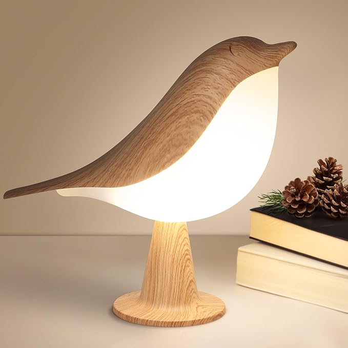 VoMii Bird Desk Lamp, Small Table Lamp Cordless Touch Dimmable Night Light with 3 Color Temperature, Rechargeable Battery, Cute Lamps for Bedroom Bedside Nightstand, Room Decor, Bird Gifts