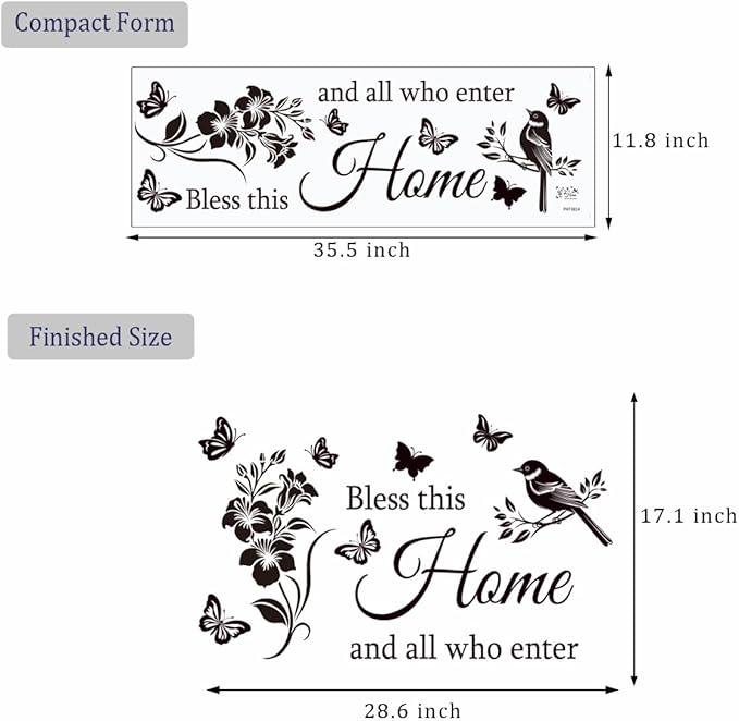 Family Inspirational Wall Stickers Quotes Bless This Home and All Who Enter Words Design Vinyl Decal Quote Wall Decor Stickers Motivational Quotes for Bedroom.