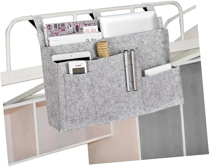 ABOOFAN Felt Fabric Storage Bag Hanging Organizer for Bedside Dorm Car Capacity Compartments for Phone Chargers Snacks Books Mesh Design