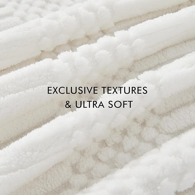 lifein Throw Blanket for Couch-White Boho Throw Blanket, Cream Soft Fleece Plush Lightweight Blankets&Throws for Spring, Fuzzy Decorative Blankets for Livingroom Bed Sofa Chair (60x80, White)