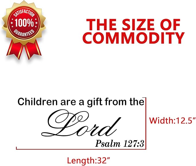AnFigure Wall Stickers for Kids, Bible Verse Wall Decor, Inspirational Church Blessing Saying Sign Family Lettering Decorations Home Art Decor Vinyl Stickers Children Area Gift From The Lord 32"x12.5"