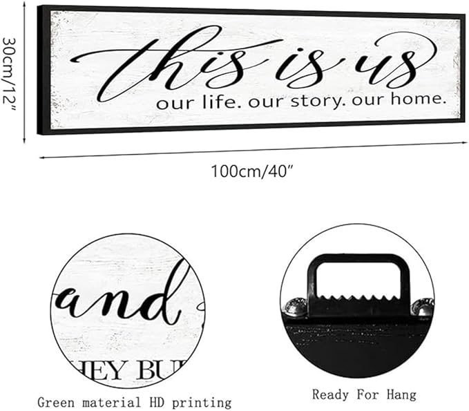 This Is Us Wall Decor Sign: Romantic Bedroom Wall Decor Above Bed For Couples, Family Love Quotes For Home Living Room, Modern Farmhouse Kitchen Country Decor Aesthetic