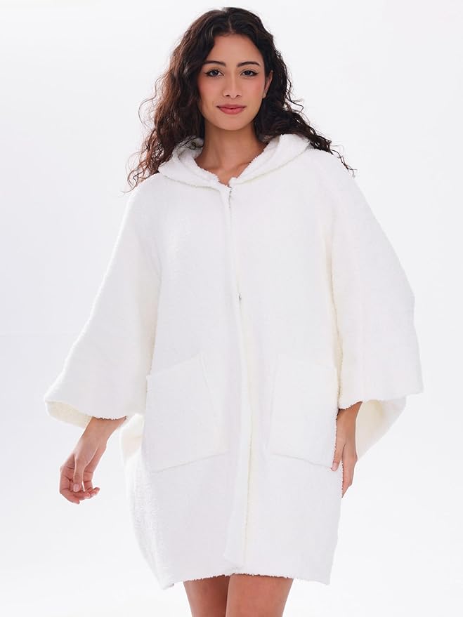 WDCOZY Wearable Blanket Hoodie Poncho Throw Comfy Soft Warm Cape Shawl Cozy Cloak Wrap Hooded with Sleeves For Women Adults