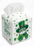 St.Patrick's Day Napkin Tissue Box Cover, Cat Shamrock Waterproof Leather Paper Organizer Dispenser for Table Dining, Bathroom, Nightstand Vanity, Car, Housewarming Gift Ideas, A