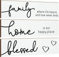 Jetec 3 Pieces Rustic Wood Sign Wall Decor Live Love Blessed Family and Love Quote Sign Farmhouse Wall Mount Decoration for Home Kitchen Living Room, 12 x 3 x 0.2 Inch(White, Black,Novel)