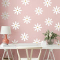 TaoBary 12 Sheet Daisy Wall Sticker Decal Removable Cute Daisy Bedroom Room Decor Flower Wall Sticker Pink White Flower Decal Wallpaper Peel and Stick for Nursery Home(White, Yellow,Fresh Style)