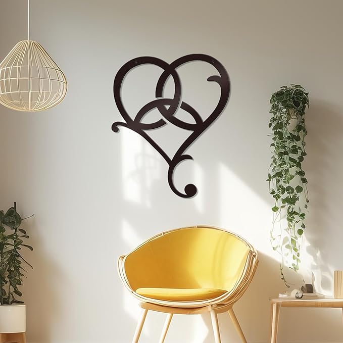 Bnesi Infinity Heart Metal Wall Art Love Signs for Home Decor Black Wall Decor Above Bed Wall Decor Minimalist Wall Art for Living Room Bedroom Bathroom Kitchen (Style L)