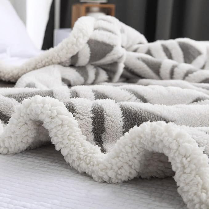 LOMAO Sherpa Fleece Blanket Easter Gifts for Mom Cozy Soft Throw Blanket for Women Men Dual Sided Couch Sofa Bed Blanket (Grey,51x63)
