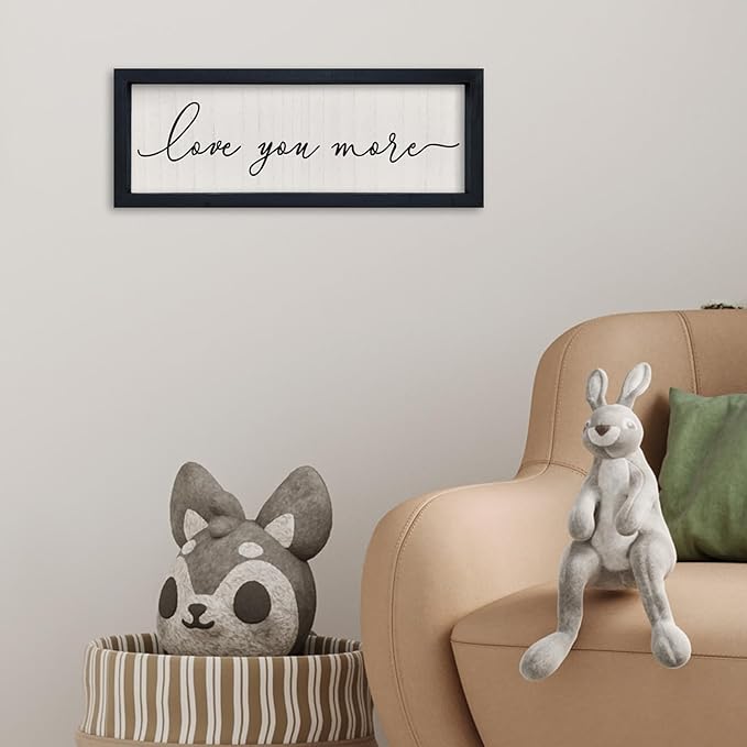 SRSZHIYUE I Love You More Sign16 X6 Vintage Love Quotes Theme Couples Wall Decor Framed Wood Above Over Bed for Master Bedroom Minimalist Wedding Gift Wall Art Hanging (Black)