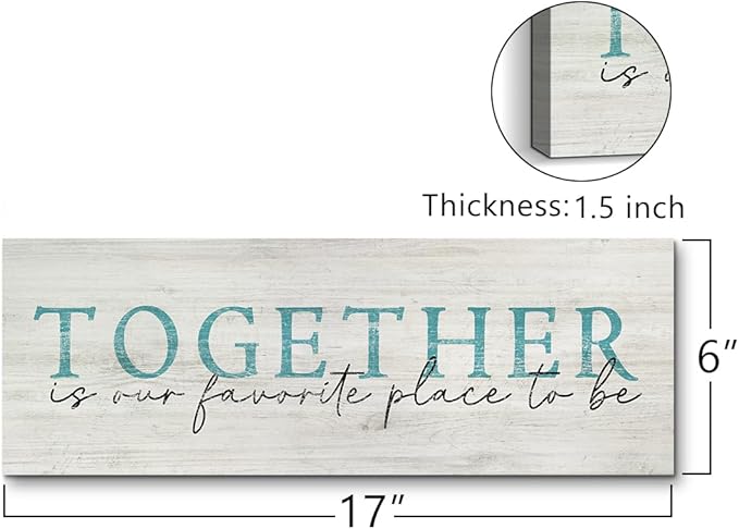 Family Wall Signs Decor Together is Our Favorite Place to Be Inspirational Quotes Wall Plaque Rustic Farmhouse Motivational Canvas Prints Wall Art for Living Room Bedroom Entryway Office Home Decor