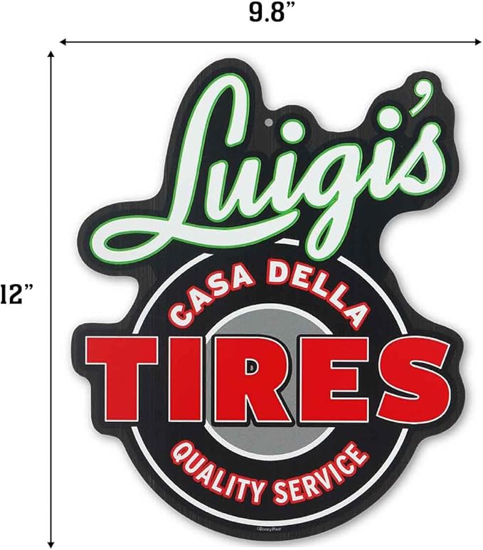 Disney Pixar Cars Luigi's Casa Della Tires Metal Wall Sign - Fun Cars Decoration for Kids' Bedroom or Garage