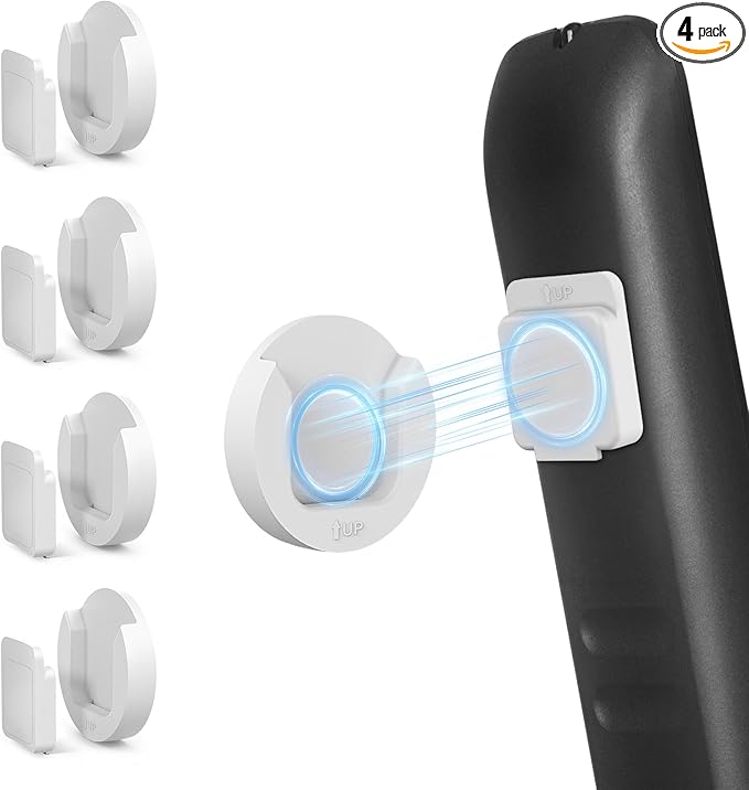 Magnetic Remote Control Holder Wall Mount, 4 Pack Upgrade Remote Control Organizers Storage Self-Adhesive TV Remote Control Caddy for Back of TV White