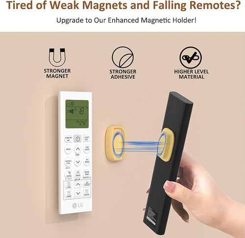 5 Pack Upgraded Magnetic Remote Control Holder Wall Mount - Enhanced N52 Magnets & Stronger Adhesive, No-Drill Remote Organizer for TV/Fan/AC Remotes