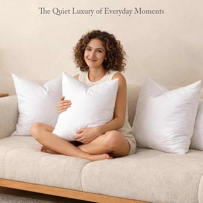 puredown® 18x18 Feather Down Pillow Inserts, 4 Pack Throw Pillow Inserts for Couch, Chairs, Office, Apartments