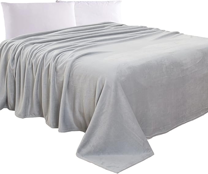 Elegant Comfort Luxury Velvety Feel Blanket, All-Season Lightweight Blanket, Ultra Plush, Soft, Cozy-Fuzzy Flannel Fleece for Couch, Sofa, Bed, Travel, Solid Design, Twin/Twin XL, Silver Gray
