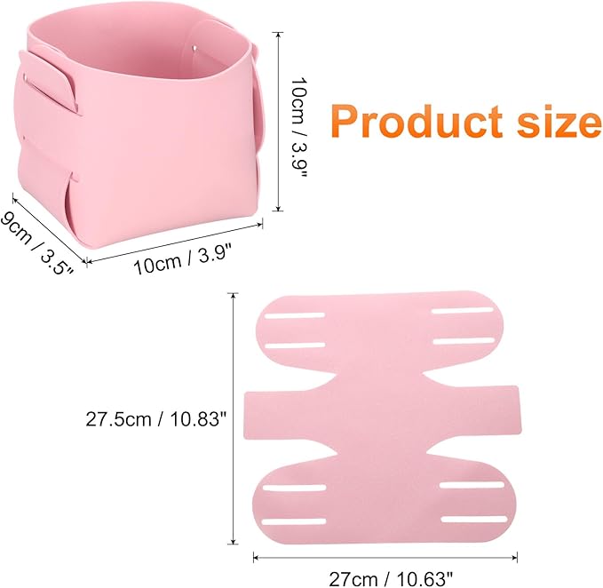 uxcell Valet Tray Organizer, PU Leather Desktop Storage Organizer Box Tray Entryway Table Bedside Nightstand Catchall Vanity Tray for Jewelry Key Coin Watch Wallet (Pink)
