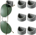 Eyewear Organizer 6 Pack, Wall Hanging Strong Adhesive Glasses Holder for Sunglasses, Reading Glasses at Car, Office, Home, Driver, Workshop(Grey)