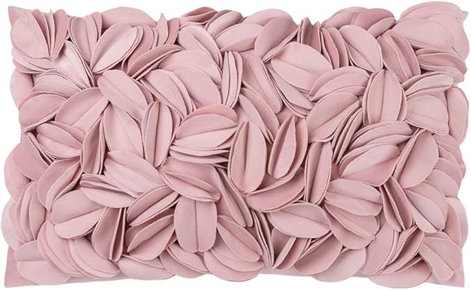 KINGROSE 3D Flower Throw Pillow Cover Home Decorative Pillow Case Sham Soft Lumbar Cushion Cover for Couch Bed Living Room Chair 12 x 20 Inches Rose Gold