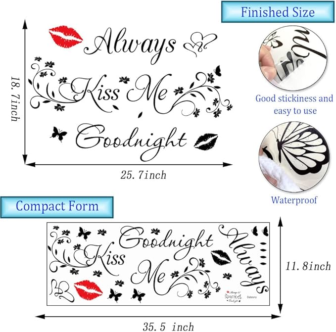 Aeways Kiss Me Goodnight Wall Stickers Decals Wall Decor Home Decorations