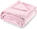 SOCHOW Flannel Fleece Blanket Throw Size, All Season Lightweight Super Soft Cozy Blanket for Bed or Couch, Light Pink, 50x60 inches