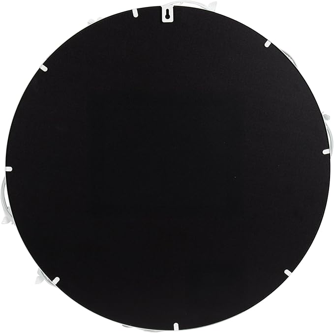 Kate and Laurel Rosella Modern Ornate Round Wall Mirror, 26 Inch Diameter, White, Circle Mirror with Floral Detailing for Use as Bathroom Mirror for Over Sink or Cute Kids Room Decor