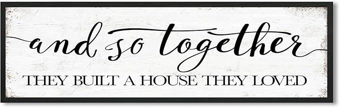 Farmhouse Wall Decor For Living Room: And So Together They Built A House They Loved Sign, House Warming Gifts New Home, Master Guest Bedroom Decor for Couples, Decorative Wall Art Plaques 40x12