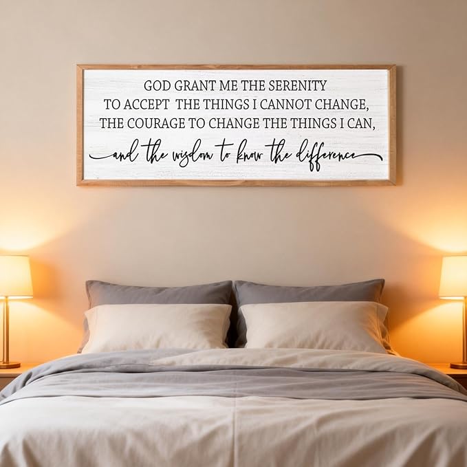 Serenity Prayer Rustic Bible Verse Framed Wall Art, 40''×15'' Vintage Religious Christian Saying Sign for God Jesus Christ Prayer, Positive Horizontal Holy Inspirational Catholic Scripture Gift Decor