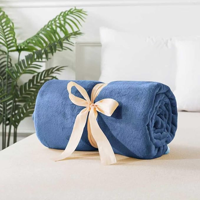 Soft Twin Size Blanket for All Season Lightweight Thermal Fleece Summer Autumn Fall Winter Spring Blankets for Twin/Twin XL Extra Long Bed Couch Sofa,66x90 Inches,Washed Blue
