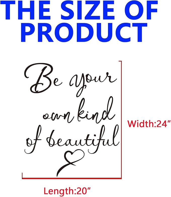Inspirational Quotes Bathroom Wall Decals : Women Beautiful Home Positive Vinyl Art Wall Stickers - Living Room Bedroom Kitchen Family Wall Decor - Be Your Own Kind of Beatiful 20" X 24"