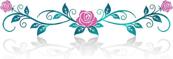 AHYS Metal Flowers Wall Decor Rustic Flat Rose Vine Wall Art for Farmhouse Home Living Room Bedroom for Above Door/Bed/Windows Decor (Cyan & Pink) - 29x6.3 Inches