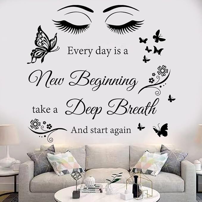 Vinyl Quotes Stickers - Every Day is A New Beginning Inspirational Wall Art Sticker Positive Quotes Wall Decals for Living Room, Bedroom, Classroom, Office, Studio, School, Teen Dorm Room