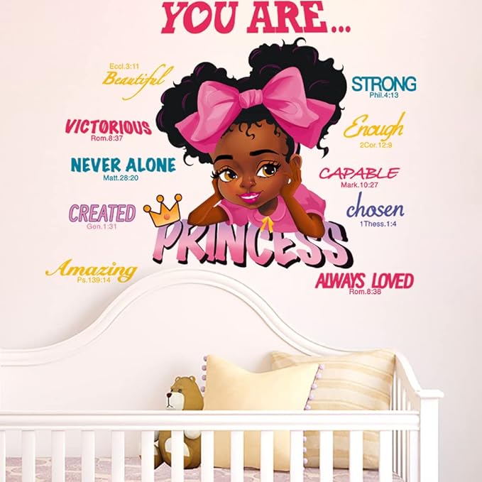 Runtoo Black Girl Inspirational Quotes Wall Decal African American Saying Wall Stickers Kids Girls Bedroom Living Room Home Decor