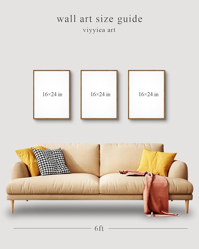 VIYYIEA Large Framed Canvas Wall Art, 3 Pcs,16x24inch, English Farm Landscape Decor for Living Dining Room Above of Bed, Vintage Nature Fields Scenery Neutral Decor, Set of 3