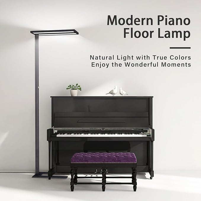 STERREN Eye-Care Led Floor Lamp,76" Tall Office Floor Lamp, 120W Black Modern Free-Standing Lamp, 9100LM Bright Reading Lamp for Study Room,Living Room,Meeting Room,4000K